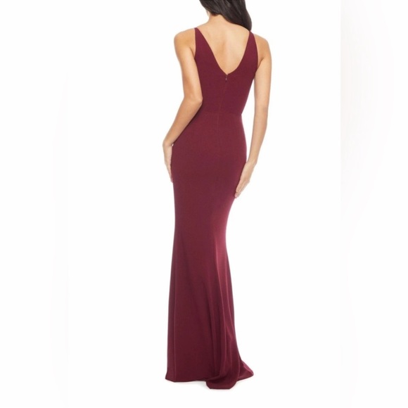 NWOT DRESS THE POPULATION Jordan Ruched Side
Slit Dress burgundy sz S - Picture 3 of 8